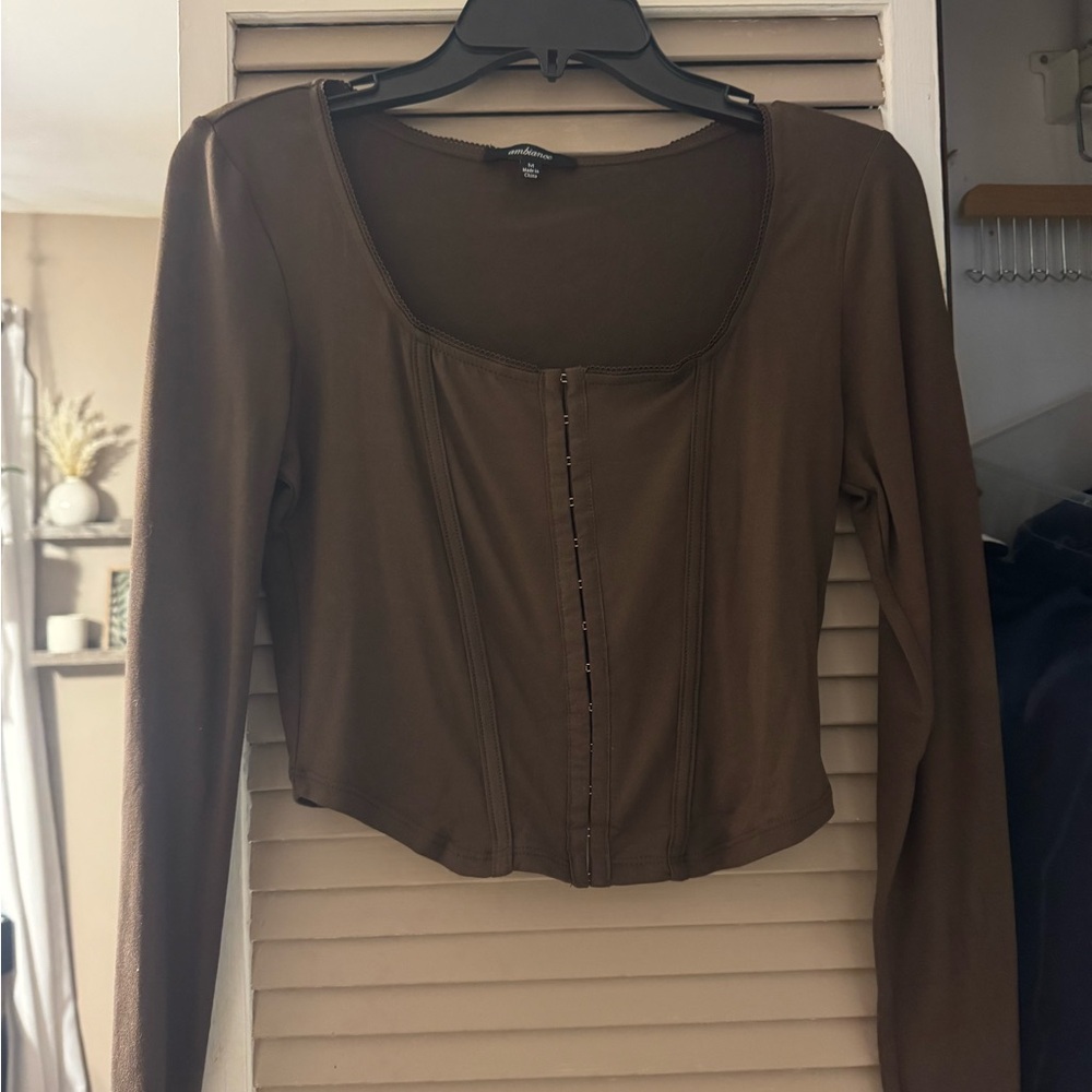 Brown Long Sleeve Women's Top